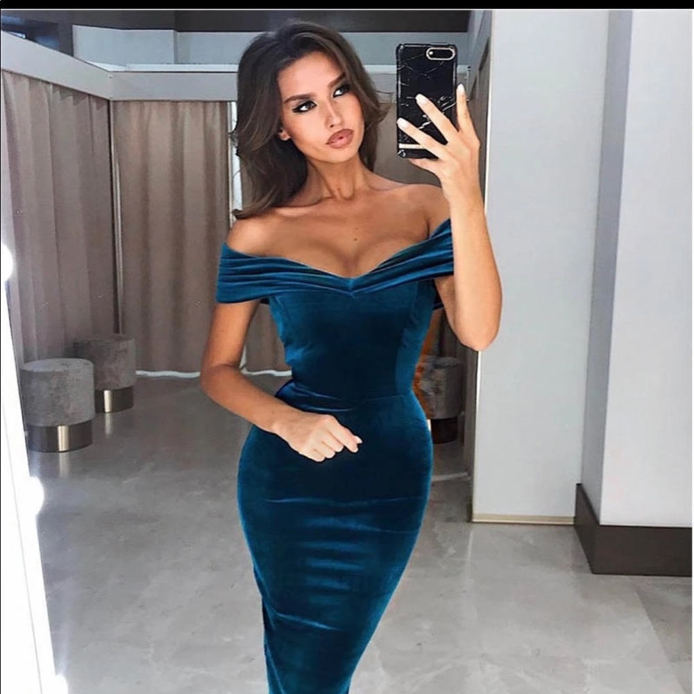 Blue velvet dress